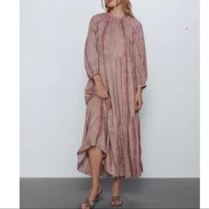 Zara bohemian midi/maxi long sleeve dress with beautiful beading